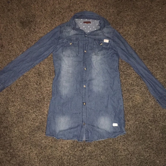 7 For All Mankind Tops - Button up jean material shirt (girls size) medium 7 For All Mankind Tops - Button up jean material shirt (girls size) medium